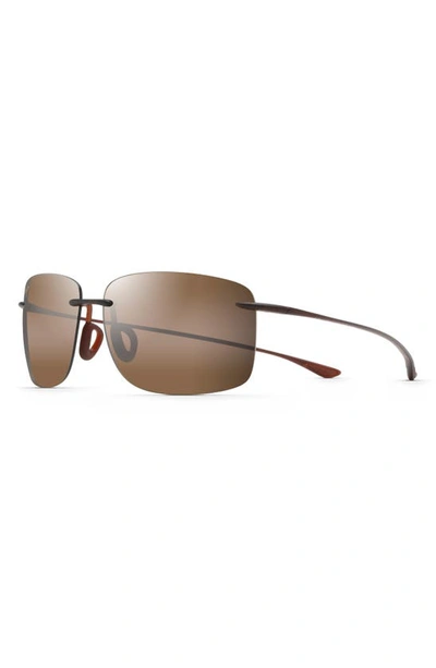 Maui Jim Hema 62mm Polarized Rectangular Sunglasses In Matte Rootbeer