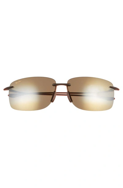 Maui Jim Hema 62mm Polarized Rectangular Sunglasses In Matte Rootbeer