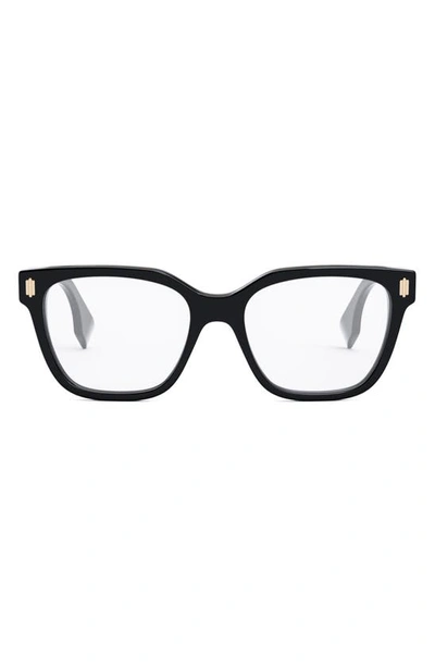 Shop Fendi Bold 52mm Square Optical Glasses In Shiny Black