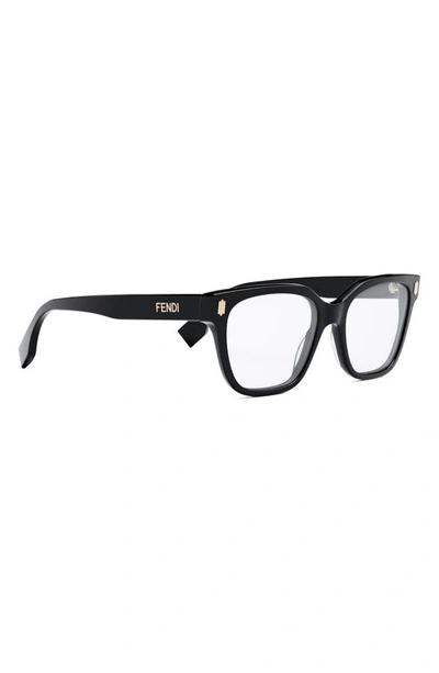Shop Fendi Bold 52mm Square Optical Glasses In Shiny Black