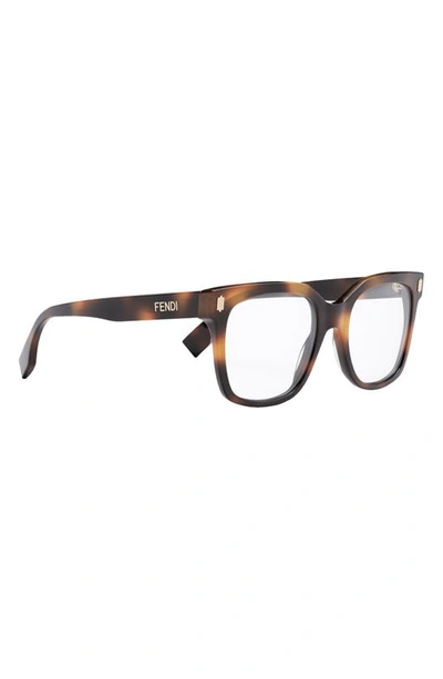 Shop Fendi Bold 52mm Square Optical Glasses In Blonde Havana