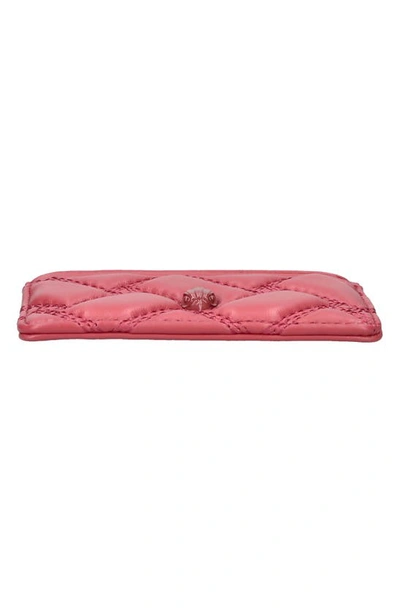 Shop Kurt Geiger London Kensington Drench Leather Card Holder In Open Red