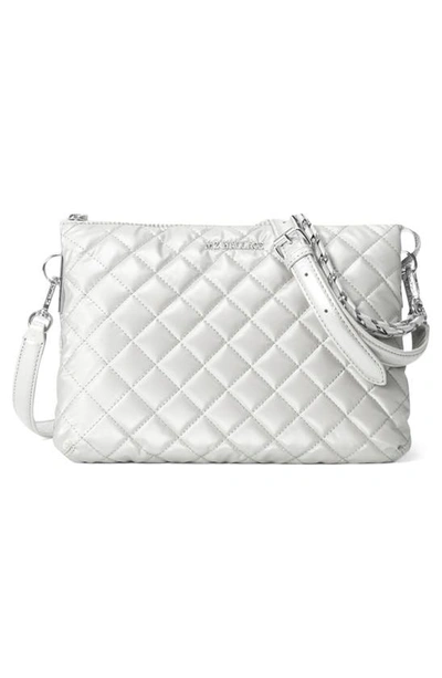 Shop Mz Wallace Large Crosby Pippa Quilted Shoulder Bag In Oyster Metallic