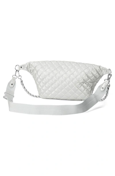 Shop Mz Wallace Crosby Convertible Sling Bag In Oyster Metallic