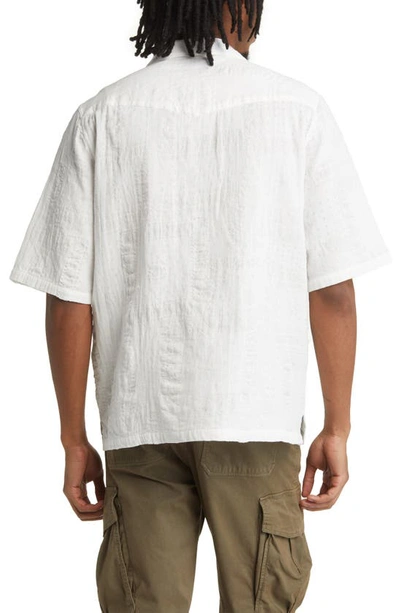 Shop Officine Generale Eren Oversize Bandana Texture Short Sleeve Camp Shirt In White