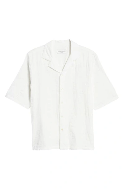 Shop Officine Generale Officine Générale Eren Oversize Bandana Texture Short Sleeve Camp Shirt In White