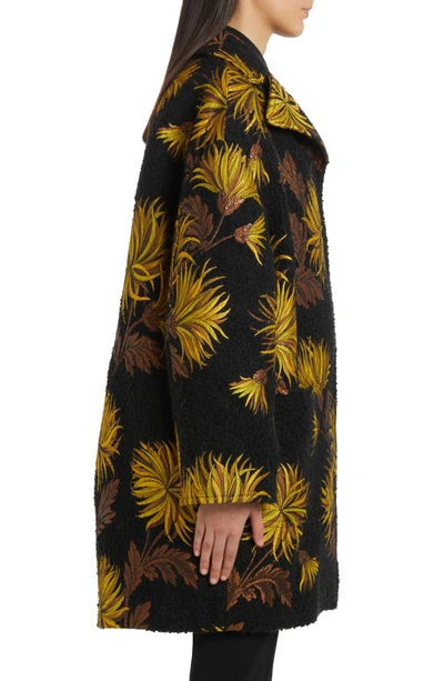 Shop Etro Embroidered Aster Oversize Bouclé Coat In 0001 - Nero