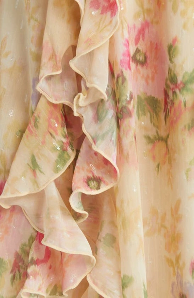 Shop Ted Baker Ammiah Floral Ruffle Chiffon Dress In Tan