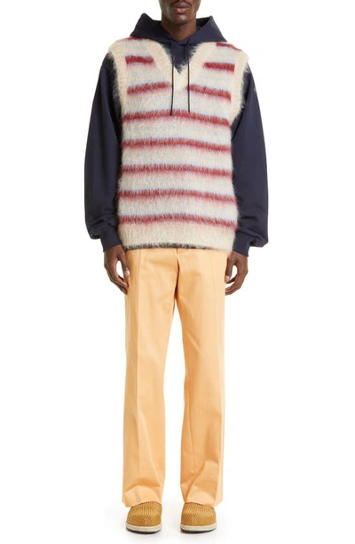 Shop Marni Stripe V-neck Brushed Mohair Blend Sweater Vest In Tan