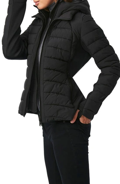 Shop Bernardo Hooded Quilted Water Repellent Jacket In Black