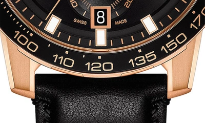 Shop Tissot Supersport Chronograph Leather Strap Watch, 45.5mm In Black/ Rose Gold