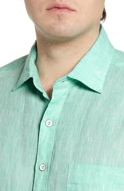 Shop Rodd & Gunn Ellerslie Short Sleeve Linen Button-up Shirt In Spearmint