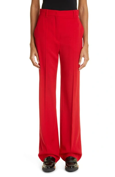 Shop Max Mara Quasar Virgin Wool Trousers In Red