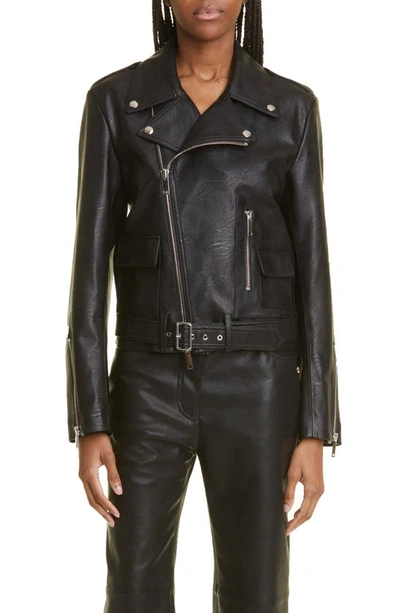 Shop Stella Mccartney Altermat Faux Leather Moto Jacket In Black