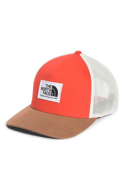 Shop The North Face Keep It Patched Structured Trucker Hat In Retro Orange/ Macchiato Brown