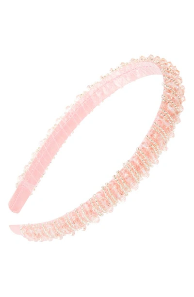 Shop L Erickson Beaded Headband In Light Pink