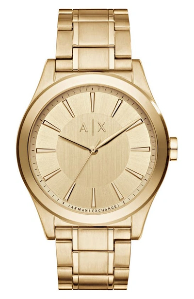 Armani Exchange Bracelet Watch, 44mm In Gold/ Gold