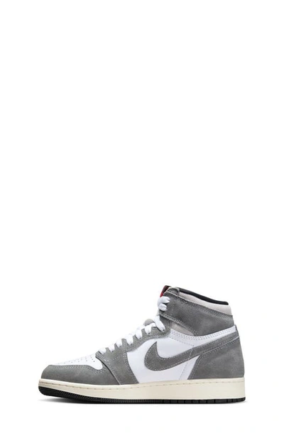 Shop Jordan Kids' Air  1 Retro High Basketball Shoe In Black/ Red/ White/ Grey