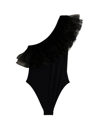 Shop Giambattista Valli Ruches One-piece Swimsuit In Black