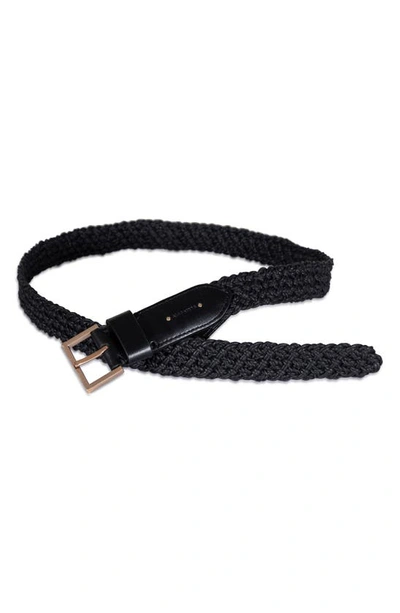 Shop Allsaints Woven Belt In Black/ Warm Brass