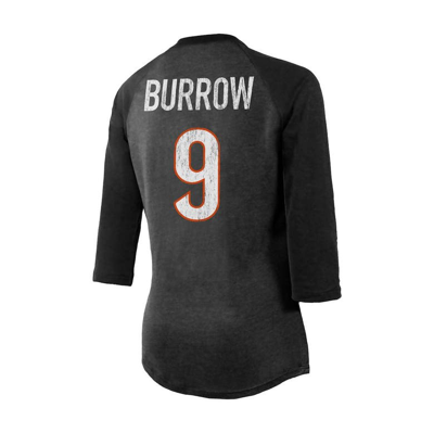 Women's Majestic Threads Joe Burrow Black Cincinnati Bengals Player Name &  Number Tri-Blend 3/4