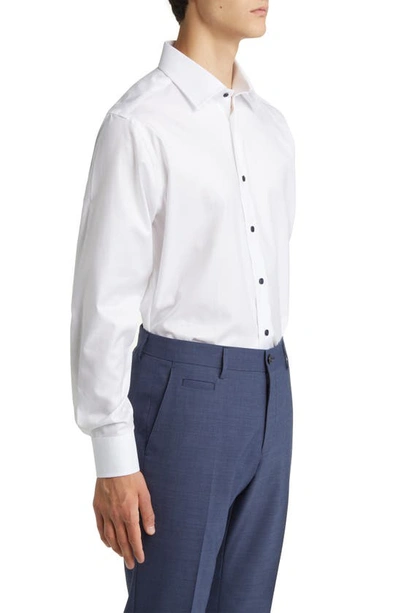 Shop David Donahue Trim Fit Super Fine Twill Dress Shirt In White