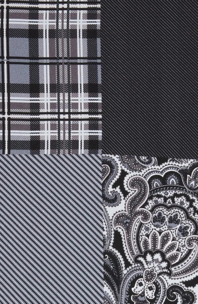 Shop Nordstrom Shop 'three Panel' Silk Pocket Square In Black