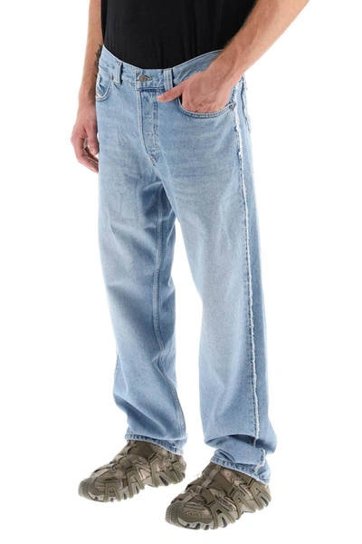 Shop Diesel 'd-macs' Jeans With Destroyed Detailing In Blue