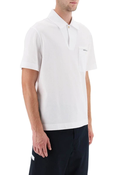Shop Palm Angels Sartorial Tape Pique' Polo Shirt In White