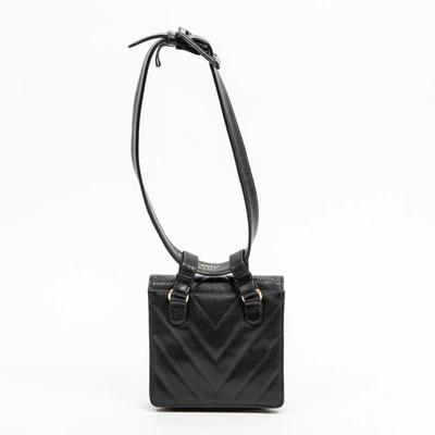 Pre-owned Chanel Vintage Full Flap Belt Bag In Black