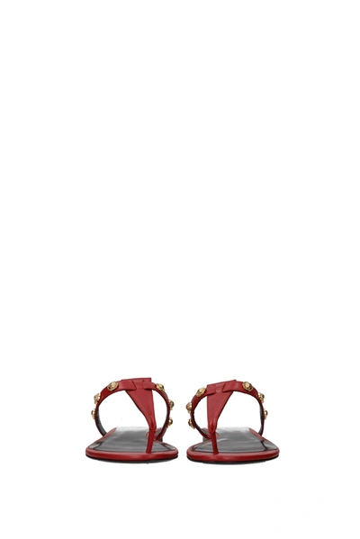 Shop Versace Flip Flops Leather Red Cherry