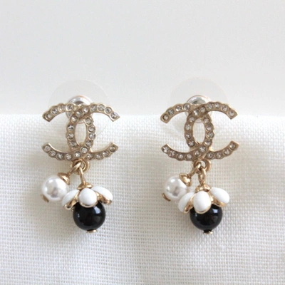 Chanel Faux Pearl & Resin CC Drop Earrings - Black, Palladium-Plated Drop,  Earrings - CHA967489