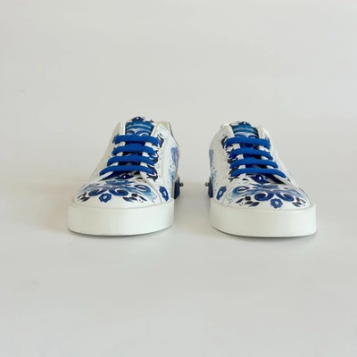 Pre-owned Dolce & Gabbana White Portofino Majolica- Print Sneakers, Kids 32