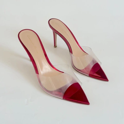 Pre-owned Gianvito Rossi Red Elle 105 Leather And Pvc Heeled Mules, 39