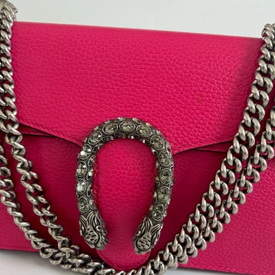 Pre-owned Gucci Fuchsia Leather Small Dionysus Crystals Shoulder Bag