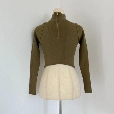 Pre-owned Jacquemus Ribbed Green Crop High Collar Long Sleeve Crop Top