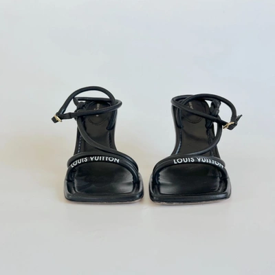 Pre-owned Louis Vuitton Black Strappy Knot Detail Sandal Heels, 38