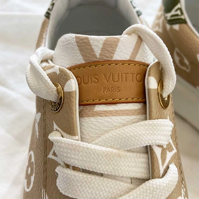 LOUIS VUITTON Monogram Giant Time Out Sneakers 41 Kaki White Beige 515614