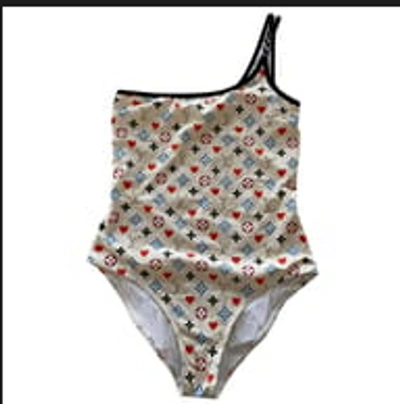 Pre-owned Louis Vuitton Monogram On The Go White One Piece Bathing Suit