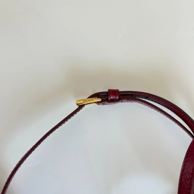 Pre-owned Prada Burgundy Saffiano Leather Mini Clutch Bag