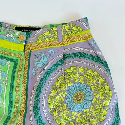 Pre-owned Versace Barocco Printed Silk Shorts