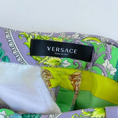 Pre-owned Versace Barocco Printed Silk Shorts