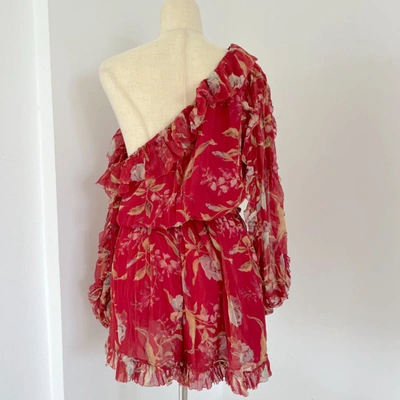 Pre-owned Zimmermann Red Floral Print Playsuit