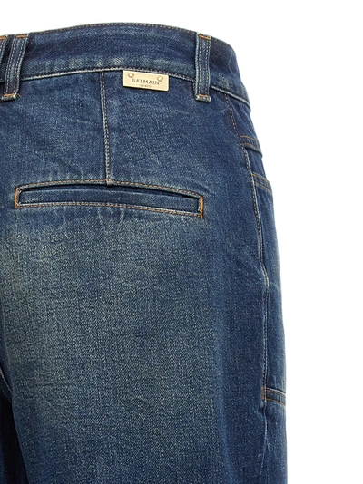 Shop Balmain Flared Denim Jeans In Blue