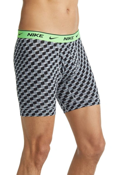 Shop Nike Dri-fit Essential Assorted 3-pack Stretch Cotton Boxer Briefs In Grey Print