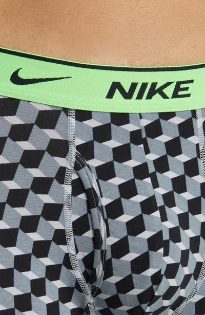 Shop Nike Dri-fit Essential Assorted 3-pack Stretch Cotton Boxer Briefs In Grey Print