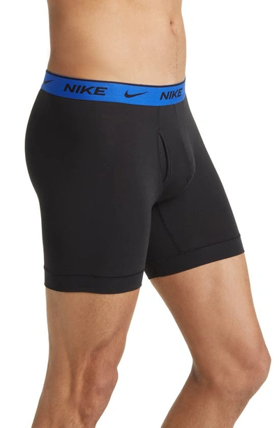 Shop Nike Dri-fit Essential Assorted 3-pack Stretch Cotton Boxer Briefs In Blue Warped Print