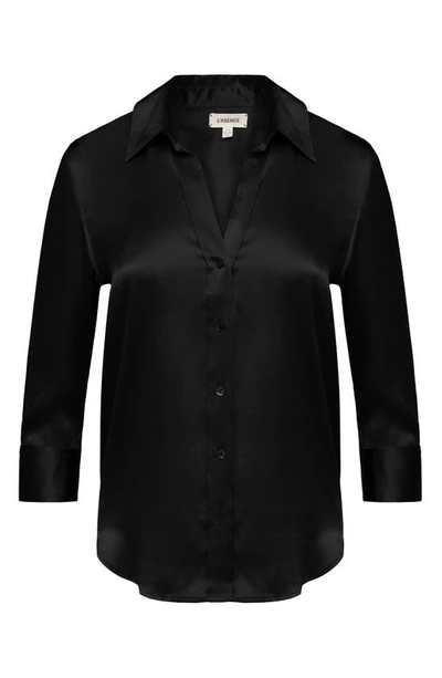 Shop L Agence Dani Silk Charmeuse Blouse In Black
