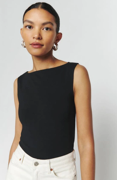 Reformation Dusk Stretch Organic Cotton Knit Top In Black