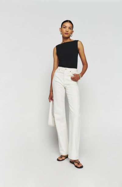 Reformation Dusk Stretch Organic Cotton Knit Top In Black